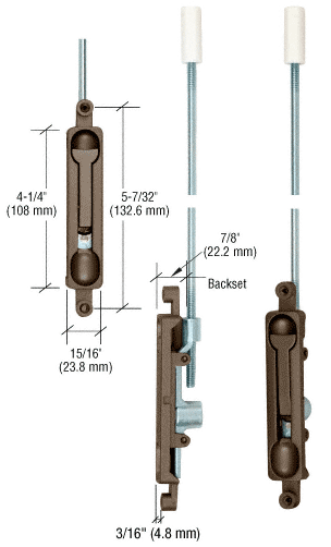 C.R. Laurence CRL Dark Bronze Finish 3/16&quot; Offset Flush Bolt | DL2210DU316