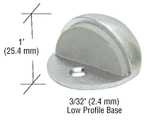C.R. Laurence CRL Satin Chrome Finish Zinc Diecast Floor Mounted Low Profile 3/32&quot; Base Dome Stop | DL2501A