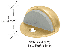 C.R. Laurence CRL Polished Brass finish  Zinc Diecast Floor Mounted Low Profile 3/32&quot; Base Dome Stop | DL2501PB