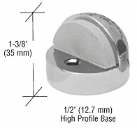 C.R. Laurence CRL Satin Chrome Finish Zinc Diecast Floor Mounted High Profile 1/2&quot; Base Dome Stops | DL2502A