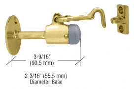 C.R. Laurence CRL Polished Brass Finish Wall Mounted Heavy Duty Door Stop with Hook &amp; Holder | DL2531PB