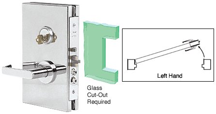 C.R. Laurence CRL Polished Stainless Left Hand 6&quot; x 10&quot; Center Lock With Housing | DL610LCPS