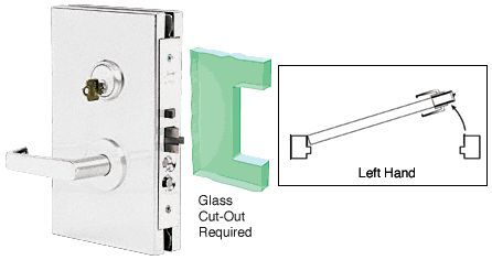 C.R. Laurence CRL 6&quot;x10&quot; LH Satin Chrome Finish Center Lock with Deadlatch in Office Function | DL610L0SC
