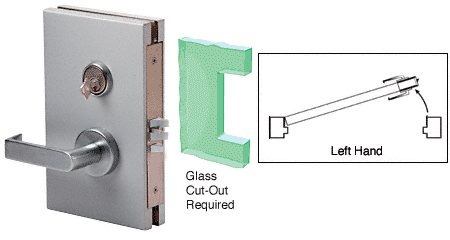 C.R. Laurence CRL 6&quot;x10&quot; LH Brushed Stainless Finish Center Lock with Deadlatch in Class Room Function | DL610LMBS