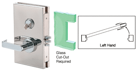 C.R. Laurence CRL 6&quot;x10&quot; LH Polished Stainless Finish Center Lock with Deadlatch in Class Room Function | DL610LMPS