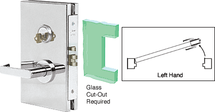 C.R. Laurence CRL 6&quot;x10&quot; LH Polished Stainless Finish Center Lock with Deadlatch in Passage Lock Function | DL610LPPS
