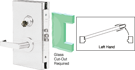 C.R. Laurence CRL 6&quot;x10&quot; LH Satin Chrome Finish Center Lock with Deadlatch in Storeroom Function | DL610LSSC