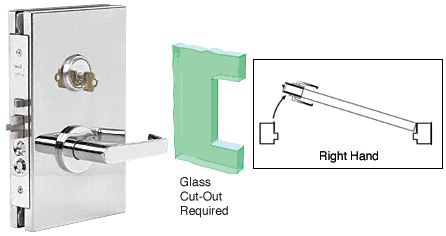 C.R. Laurence CRL 6&quot; x 10&quot; Polished Stainless Right Hand Center Lock with Housing | DL610RCPS
