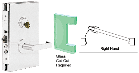C.R. Laurence CRL 6&quot;x10&quot; RH Satin Chrome Finish Center Lock with Deadlatch in Office Function | DL610R0SC