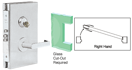 C.R. Laurence CRL 6&quot;x10&quot; RH Brushed Stainless Finish Center Lock with Deadlatch in Entrance Lock Function | DL610REBS