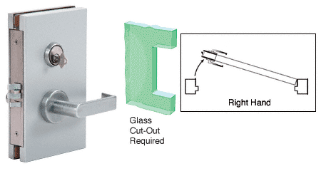 C.R. Laurence CRL 6&quot;x10&quot; RH Brushed Stainless Finish Center Lock with Deadlatch in Class Room Function | DL610RMBS