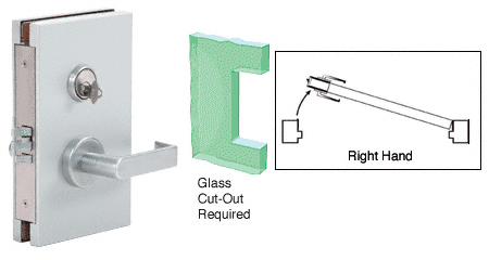 C.R. Laurence CRL 6&quot;x10&quot; RH Satin Chrome Finish Center Lock with Deadlatch in Class Room Function | DL610RMSC