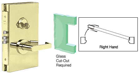 C.R. Laurence CRL 6&quot;x10&quot; RH Brushed Stainless Finish Center Lock with Deadlatch in Passage Lock Function | DL610RPBS