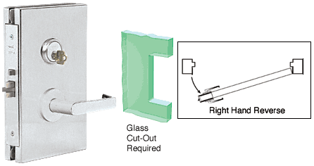 C.R. Laurence CRL 6&quot;x10&quot; RH Brushed Stainless Finish Center Lock with Deadlatch in Storeroom Function | DL610RSBS