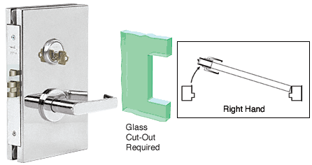 C.R. Laurence CRL 6&quot;x10&quot; RH Polished Stainless Finish Center Lock with Deadlatch in Storeroom Function | DL610RSPS