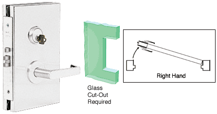 C.R. Laurence CRL 6&quot;x10&quot; RH Satin Chrome Finish Center Lock with Deadlatch in Storeroom Function | DL610RSSC