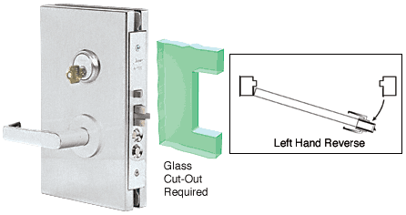 C.R. Laurence CRL 6&quot;x10&quot; LHR Brushed Stainless Finish Center Lock with Deadlatch in Office Function | DL611L0BS