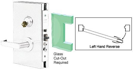 C.R. Laurence CRL 6&quot;x10&quot; LHR Satin Chrome Finish Center Lock with Deadlatch in Entrance Lock Function | DL611LESC