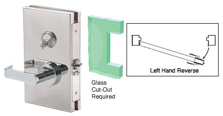 C.R. Laurence CRL 6&quot;x10&quot; LHR Polished Stainless Finish Center Lock with Deadlatch in Class Room Function | DL611LMPS