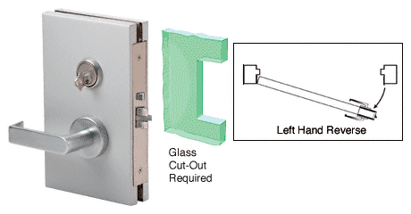 C.R. Laurence CRL 6&quot;x10&quot; LHR Satin Chrome Finish Center Lock with Deadlatch in Passage Lock Function | DL611LPSC