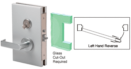 C.R. Laurence CRL 6&quot;x10&quot; LHR Satin Chrome Finish Center Lock with Deadlatch in Storeroom Function | DL611LSSC