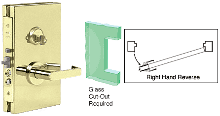 C.R. Laurence CRL 6&quot;x10&quot; RHR Polished Brass Finish Center Lock with Deadlatch in Entrance Lock Function | DL611REPB