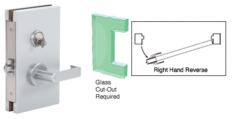 C.R. Laurence CRL 6&quot;x10&quot; RHR Satin Chrome Finish Center Lock with Deadlatch in Class Room Function | DL611RMSC