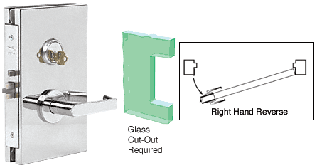 C.R. Laurence CRL 6&quot;x10&quot; RHR Polished Stainless Finish Center Lock with Deadlatch in Passage Lock Function | DL611RPPS