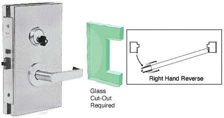 C.R. Laurence CRL 6&quot;x10&quot; RHR Satin Chrome Finish Center Lock with Deadlatch in Passage Lock Function | DL611RPSC