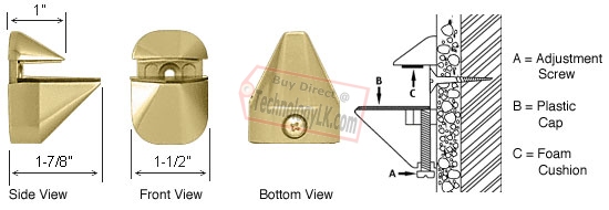 C.R. Laurence CRL Brass Adjustable Glass Shelf Bracket - Pair | DL631BR