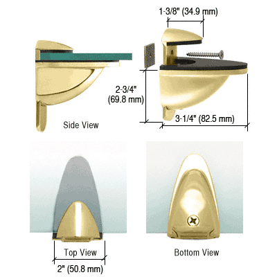 C.R. Laurence CRL Brass Heavy-Duty Adjustable Shelf Bracket | DL661BR