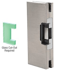 C.R. Laurence CRL 4&quot;x10&quot; LH/RHR Brushed Stainless Custom Center Lock Glass Keeper With Deadlatch Electric Strike | DLEL410BS