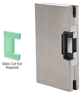 C.R. Laurence CRL 6&quot;x10&quot; LH/RHR Brushed Stainless Finish Custom Center Lock Glass Keeper With Deadlatch Electric Strike | DLEL610BS