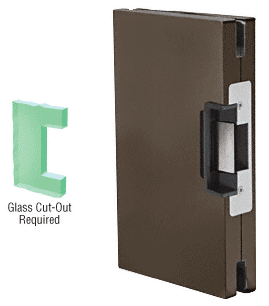 C.R. Laurence CRL 6&quot;x10&quot; LH/RHR Duranodic Bronze Finish Custom Center Lock Glass Keeper With Deadlatch Electric Strike | DLEL610DU