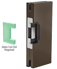 C.R. Laurence CRL 4&quot;x10&quot; RH/LHR Dark Bronze Custom Center Lock Glass Keeper With Deadlatch Electric Strike | DLER410DU