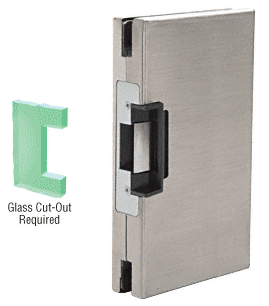 C.R. Laurence CRL 6&quot;x10&quot; RH/LHR Brushed Stainless Finish Custom Center Lock Glass Keeper With Deadlatch Electric Strike | DLER610BS