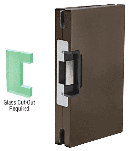 C.R. Laurence CRL 6&quot;x10&quot; RH/LHR Duranodic Bronze Finish Custom Center Lock Glass Keeper With Deadlatch Electric Strike | DLER610DU