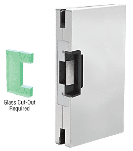 C.R. Laurence CRL 6&quot;x10&quot; RH/LHR Satin Chrome Finish Custom Center Lock Glass Keeper With Deadlatch Electric Strike | DLER610SC