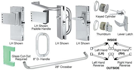 C.R. Laurence CRL 4&quot;x10&quot; RHR Brushed Stainless Custom Center Lock with Deadlatch | DLR411BSC