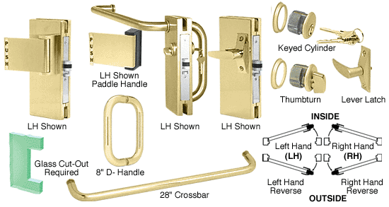 C.R. Laurence CRL 4&quot;x10&quot; RHR Polished Brass Custom Center Lock with Deadlatch | DLR411PBC
