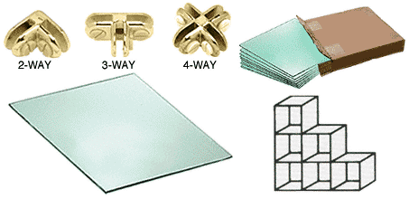 C.R. Laurence CRL 6 Cube Tempered Glass Displayer with Brass Connectors | DM5BR