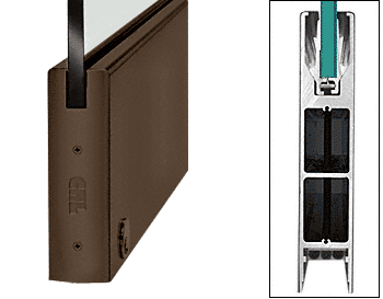 C.R. Laurence CRL Oil Rubbed Bronze 10&quot; Square Single Door Rail with Lock for 3/4&quot; Glass - Custom Length | DR10S0RB34CL