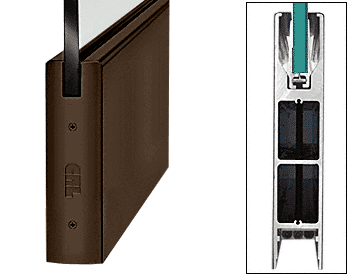 C.R. Laurence CRL Oil Rubbed Bronze 10&quot; Square Style Door Rail without Lock for 3/4&quot; Glass - Custom Length | DR10S0RB34C