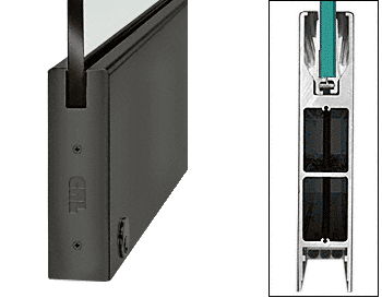 C.R. Laurence CRL Black 10&quot; Square Single Door Rail with Lock for 1/2&quot; Glass - Custom Length | DR10SBL12CL