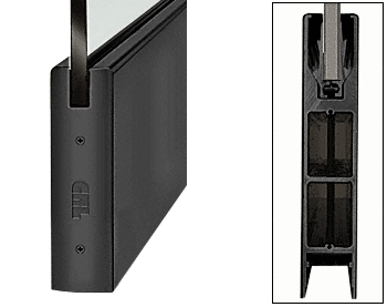 C.R. Laurence CRL Black 10&quot; Square Single Door Rail without Lock for 1/2&quot; Glass - 35-3/4&quot; Length | DR10SBL12S