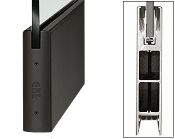 C.R. Laurence CRL Black 10&quot; Square Style Door Rail without Lock for 3/4&quot; Glass - Custom Length | DR10SBL34C