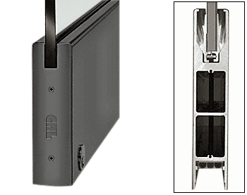 C.R. Laurence CRL Black 10&quot; Square Single Door Rail With Lock for 3/4&quot;(19mm) Glass - 35-3/4&quot; Length | DR10SBL34SL