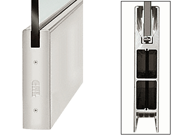 C.R. Laurence CRL Brushed Stainless 10&quot; Square Single Door Rail without Lock for 1/2&quot; Glass - 35-3/4&quot; Length | DR10SBS12S