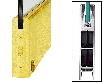 C.R. Laurence CRL Polished Brass 10&quot; Square Single Door Rail with Lock for 1/2&quot; Glass - Custom Length | DR10SPB12CL