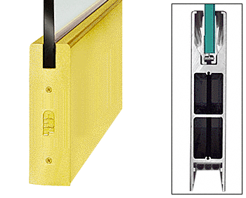 C.R. Laurence CRL Polished Brass 10&quot; Square Single Door Rail without Lock for 3/4&quot; Glass - 35-3/4&quot; Length | DR10SPB34S